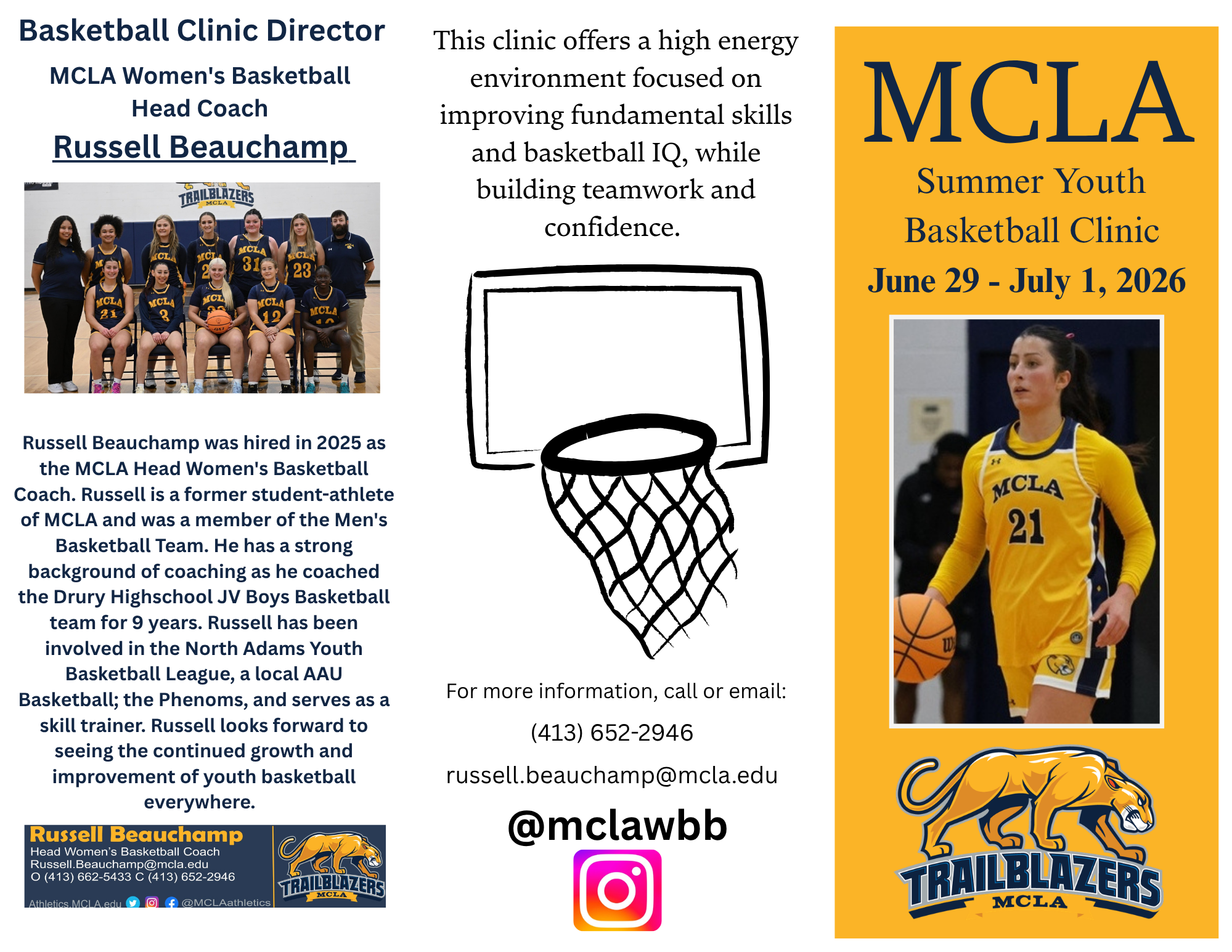 MCLA Women&rsquo;s Basketball Girls Youth Clinic Registration